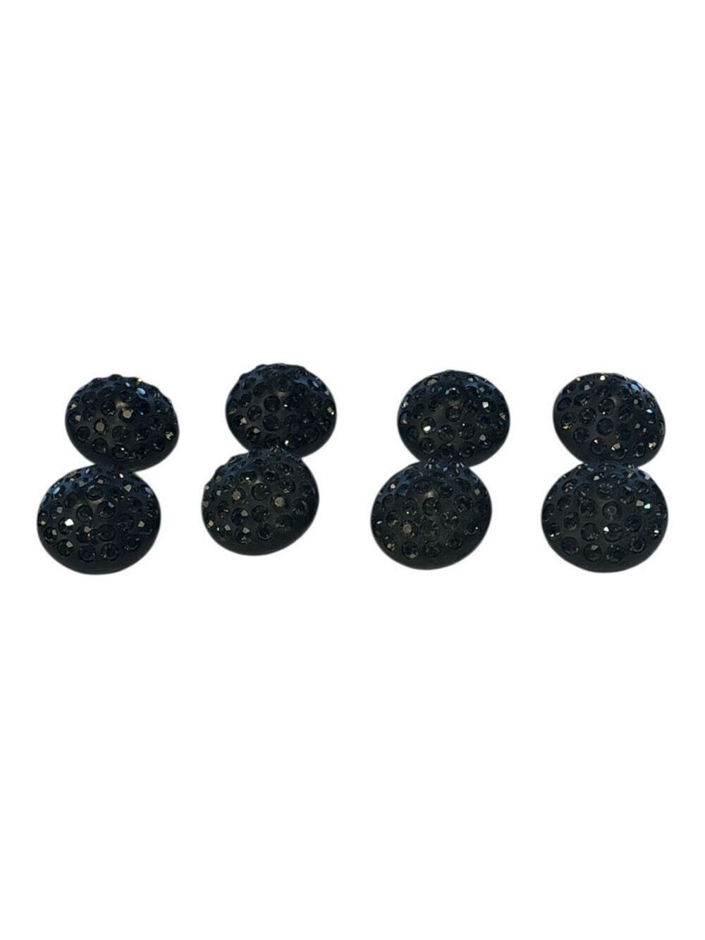 50s 8PC DOMED JET BLACK RHINESTONE BUTTONS DRAMATIC ROMANCE WHIMSYGOTH SZ 1"